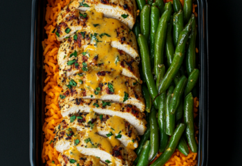 Peri Peri Chicken Breast over Tomato Rice and Green Beans