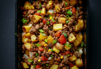 Southwest Turkey Burger Skillet over Roasted Potatoes