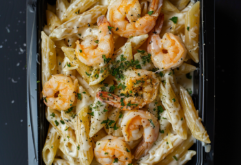 Healthy Creamy Shrimp Alfredo Pasta