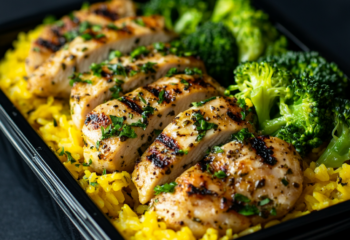 Creamy Garlic Cajun Chicken Thighs over Saffron Rice and Broccoli