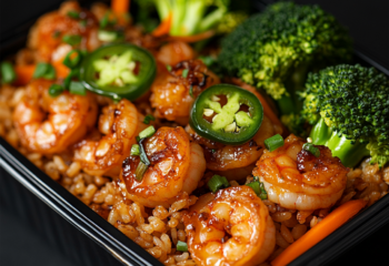 General Tso Shrimp Bowl over Fried Rice