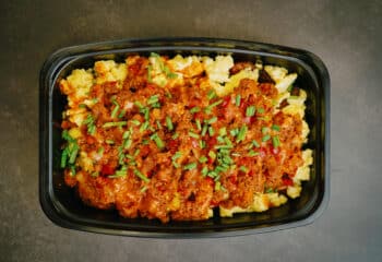 Chorizo and Egg Scramble over Potato Hash