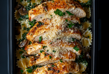 Baked Chicken Spinach Mushroom Farfalle Pasta