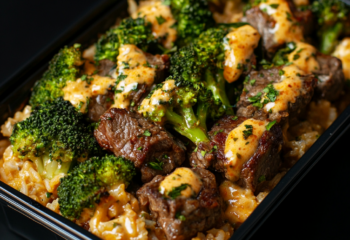Queso Steak Bites and Broccoli