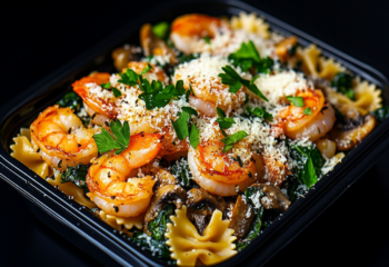 Shrimp Spinach Mushroom Farfalle Pasta