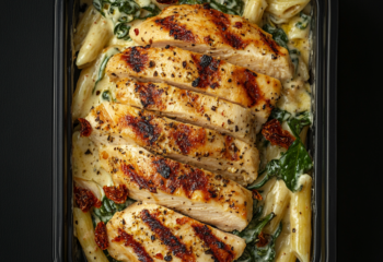 High Protein Creamy Chicken Sun-Dried Tomato Cheese Pasta