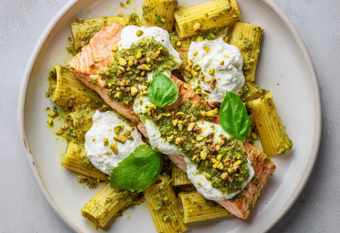 Salmon Burrata Pistachio Pesto Rigatoni