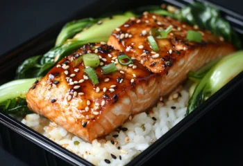 Miso Yuzu Salmon over White Rice and Bok Choy