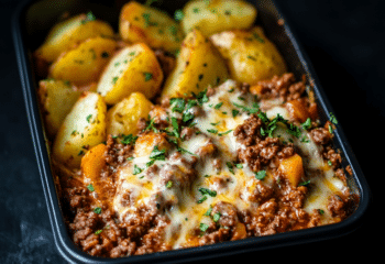 Ground Beef Bolognese with Roasted Potatoes