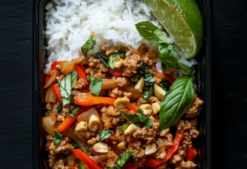 Thai Peanut Basil Ground Turkey Bowl
