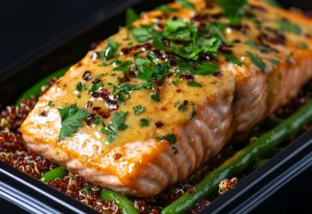 Creamy Tuscan Salmon over Quinoa and Green Beans