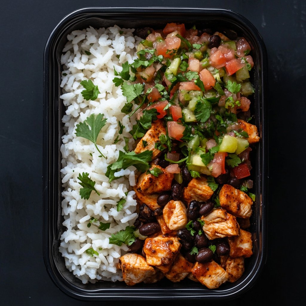 Ancho Lime Chicken Burrito Bowl with Salsa Verde
