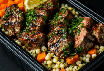 Chimichurri Flank Steak Paired with Couscous and Carrots