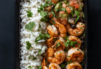 Ancho Lime Shrimp Burrito Bowl with Salsa Verde