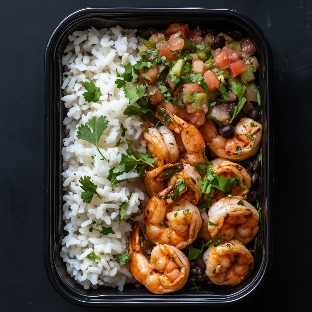 Ancho Lime Shrimp Burrito Bowl with Salsa Verde