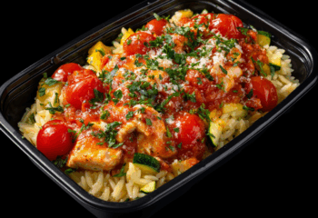 Lemon Garlic Chicken with Orzo & Zucchini