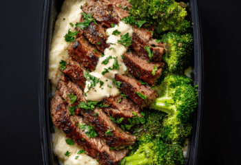 Creamy Montreal Flank Steak Strips & Mashed Potatoes