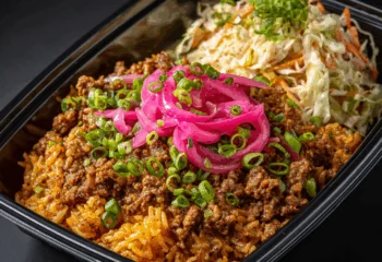 Cajun Ground Beef Bowl with Coleslaw