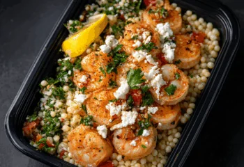 Mediterranean Shrimp with Tabbouleh and Couscous