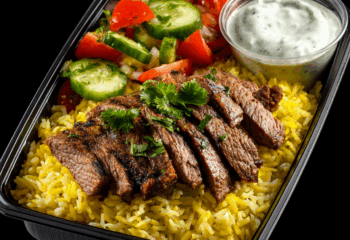 Mediterranean Steak Strips with Tzatziki Sauce