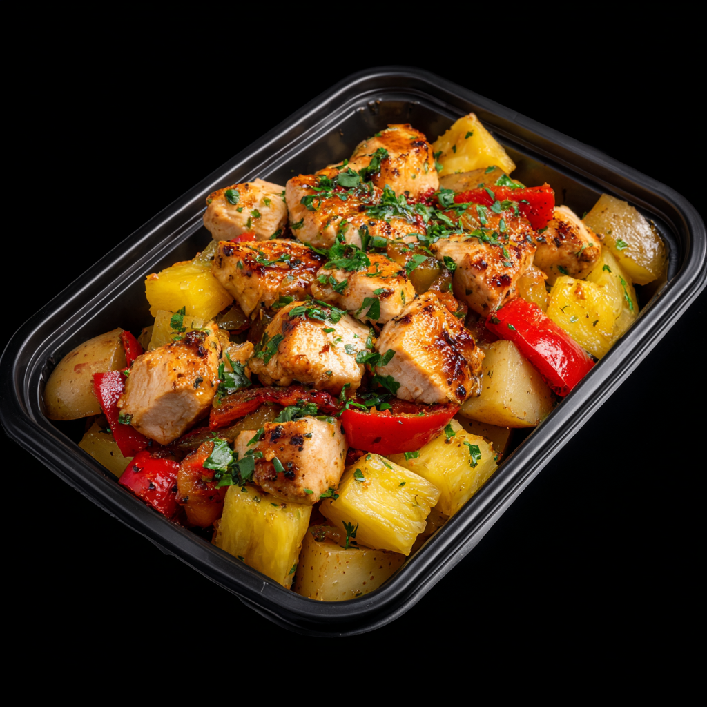 Hawaiian Pineapple Chicken over Roasted Potatoes | Healthy Lunch & Dinner Delivery Chicago | MyoMeals