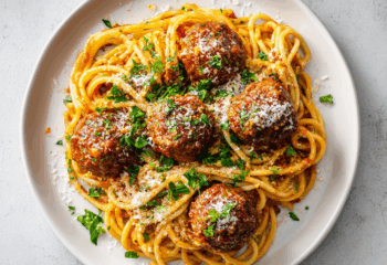 Spaghetti and Ground Beef Meatball Pasta