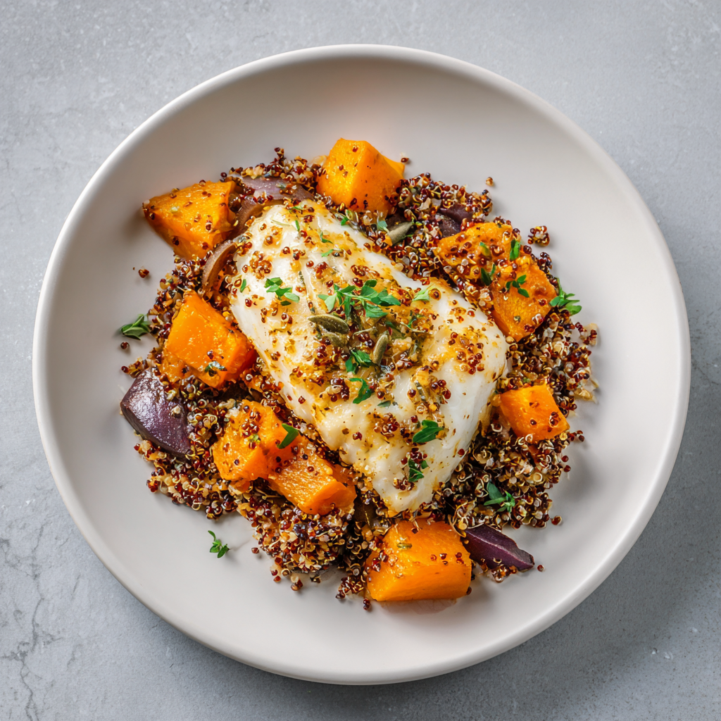 Brown Butter Sage Cod over Quinoa