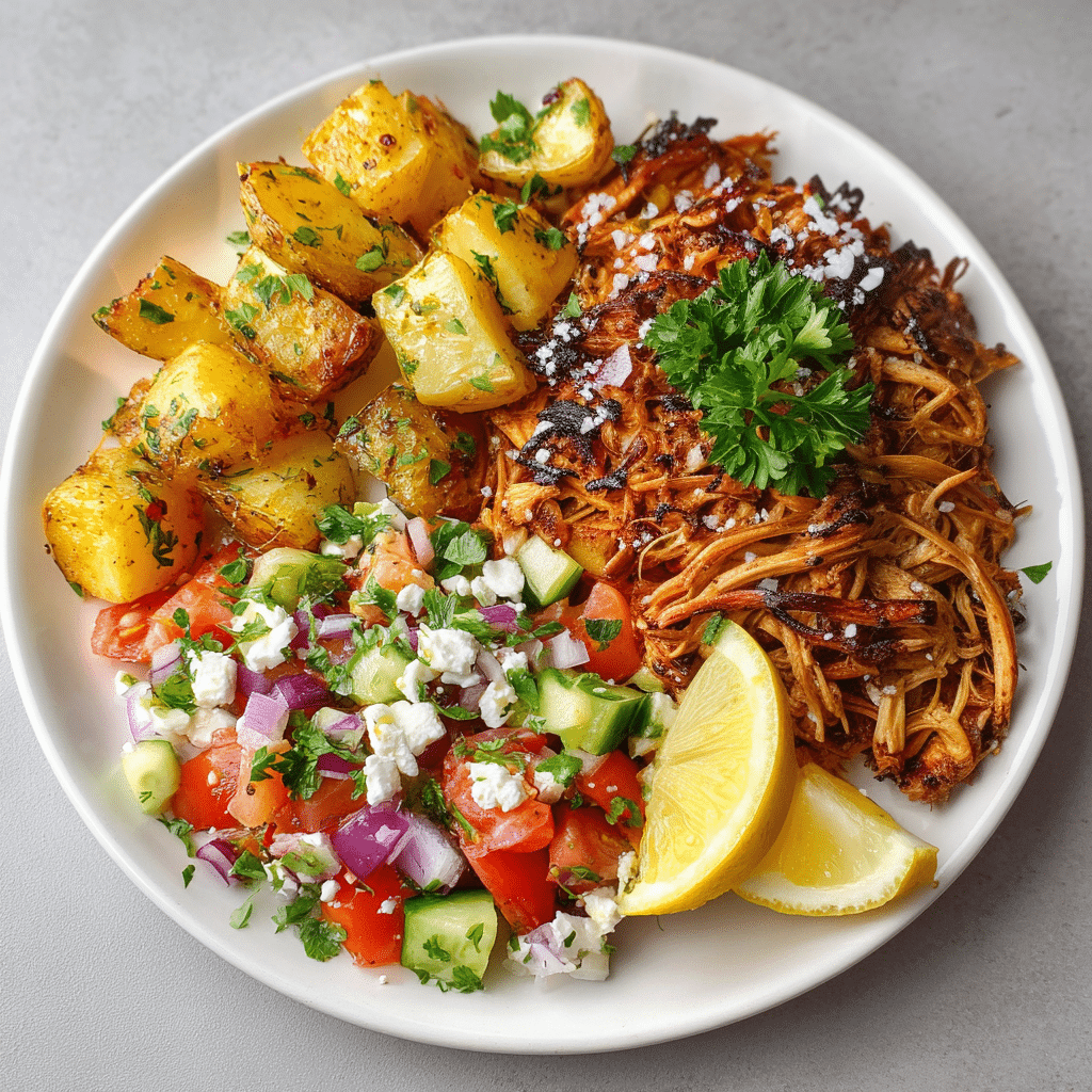 Greek Shredded Chicken and Potatoes