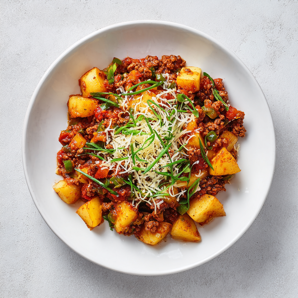Ground Beef Poblano Chili and Potatoes