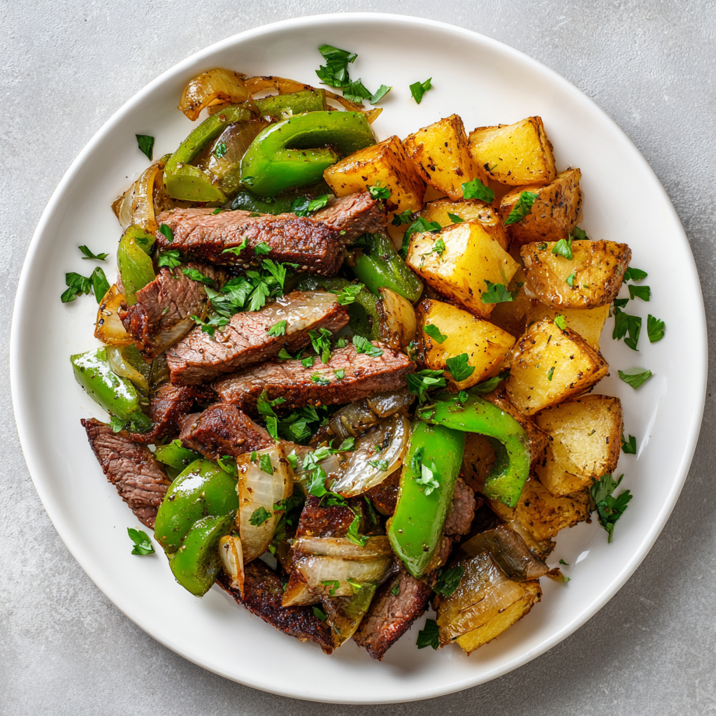 Philly Cheese Flank Steak Bowl