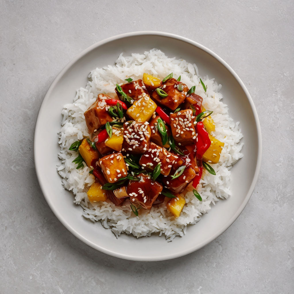 Sweet and Spicy Pineapple Tofu