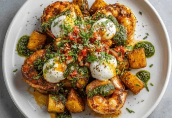 Italian Bruschetta Shrimp over Roasted Potatoes