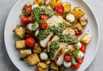 Italian Bruschetta Chicken over Roasted Potatoes