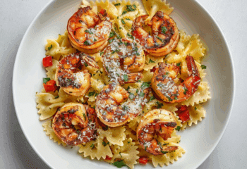 Peppercorn Shrimp Veggie Farfalle Peppercorn Shrimp Veggie Farfalle