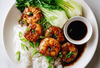 Teriyaki Shrimp over Steamed Rice and Bok Choy Teriyaki Shrimp over Steamed Rice and Bok Choy
