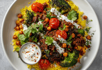 Harissa Ground Beef with Saffron Rice