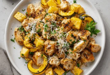 Garlic Parmesan Chicken Bites and Delicata Squash
