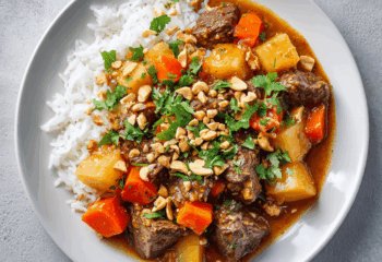 Massaman Steak Curry and Steamed Rice