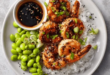 Char Siu Shrimp with Jasmine Rice and Edamame Char Siu Shrimp with Jasmine Rice and Edamame