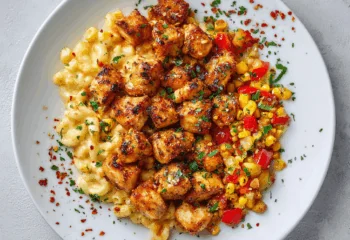 Hot Honey Chicken Mac n' Cheese with Corn Salsa