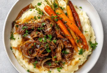 French Onion Shredded Beef and Mashed Potatoes French Onion Shredded Beef and Mashed Potatoes