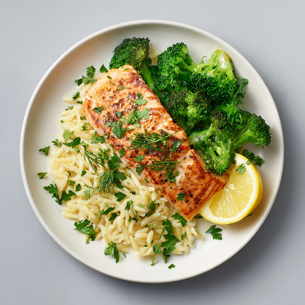 Lemon Dill Salmon Orzo