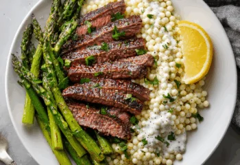 Rosemary Lemon Steak with Couscous and Asparagus