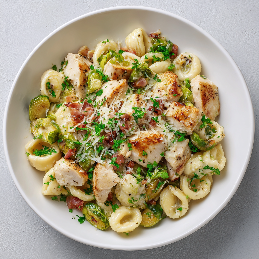 Chicken Bacon Brussel Sprout Orecchiette
