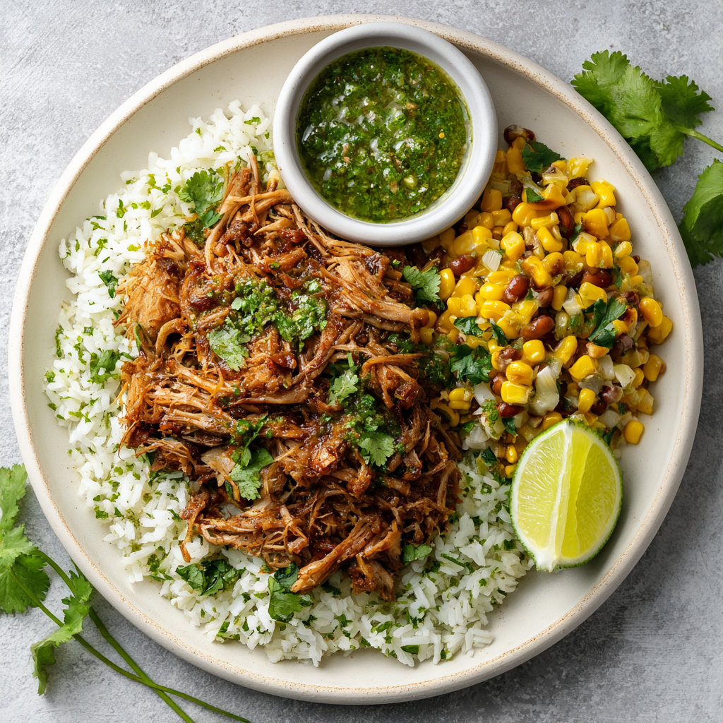 Slow Braised Carnitas Bowl with Cilantro Rice