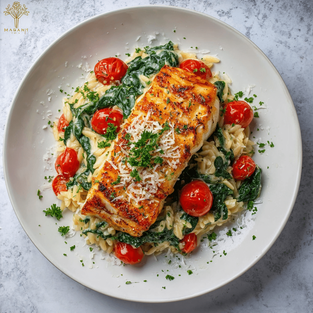 Creamy Tuscan Cod Orzo