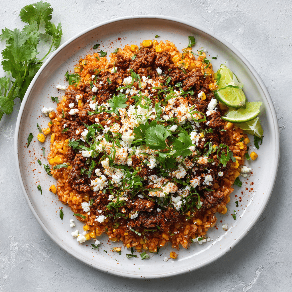 Guajillo Ground Beef with Avocado Crema