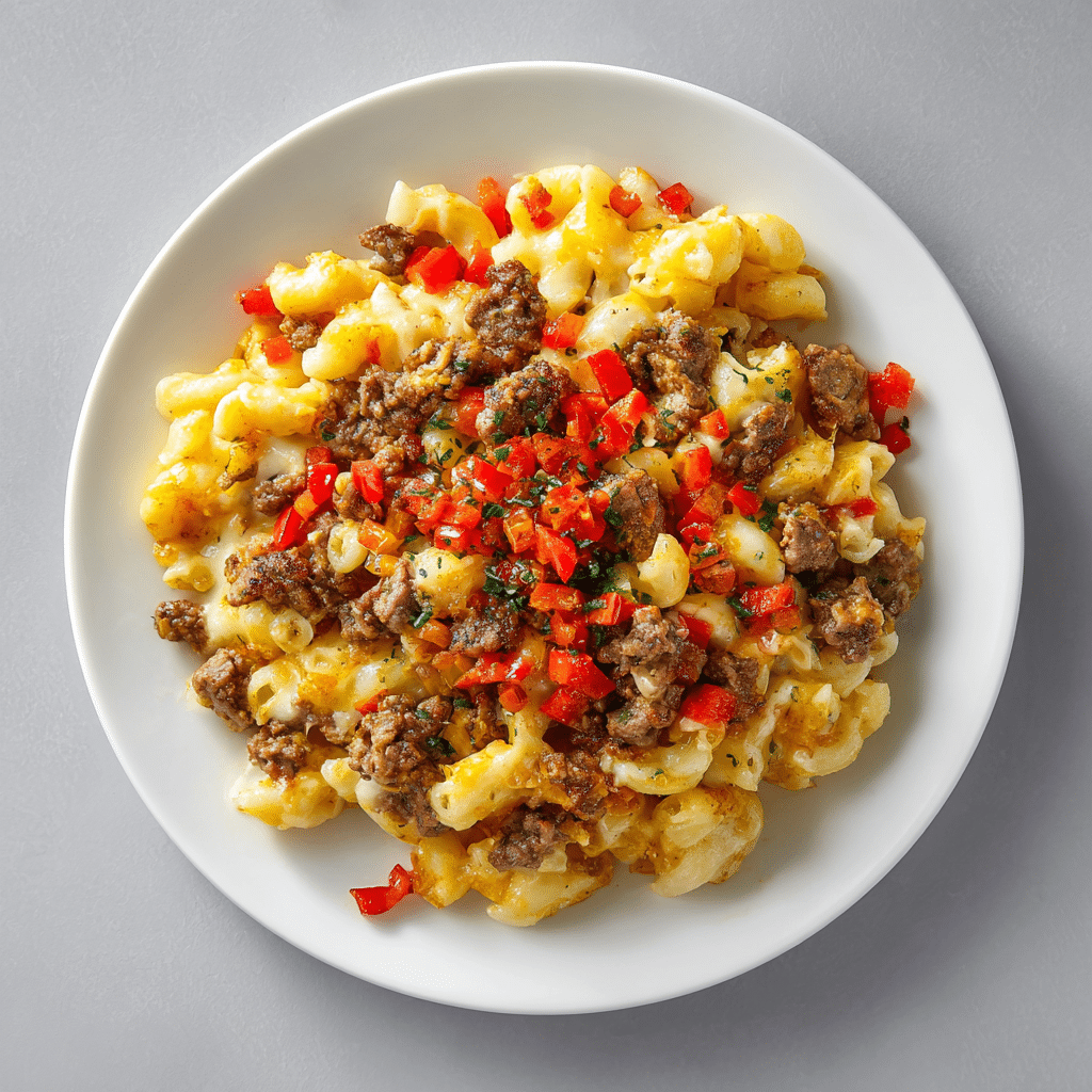 Beef Philly Cheesesteak Mac n' Cheese