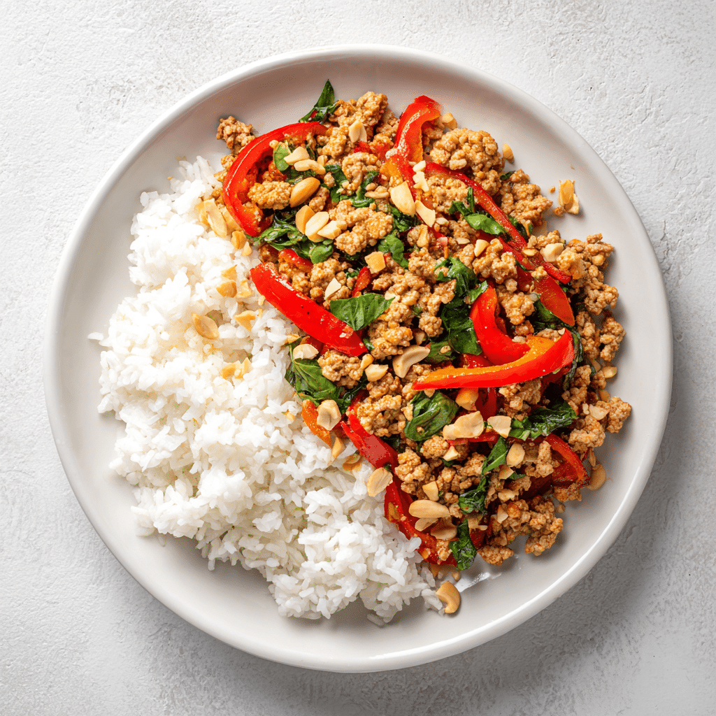 Thai Peanut Basil Ground Turkey Bowl