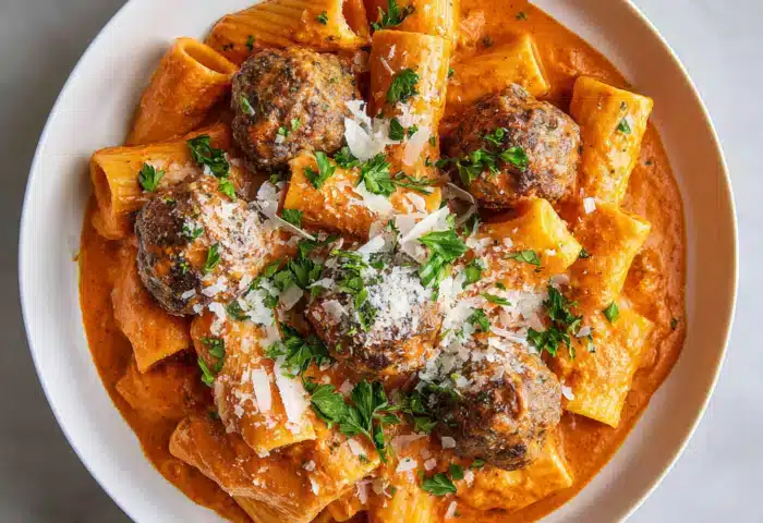 Meatball Rigatoni alla Vodka Pasta